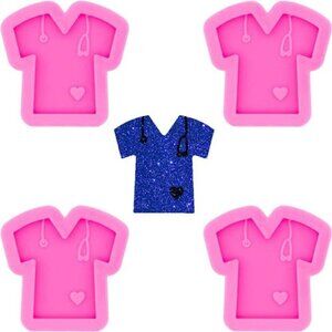 4 PCS Glossy Shiny Grippy T-Shirt Doctor with Stethoscope Theme Keychain Silicon